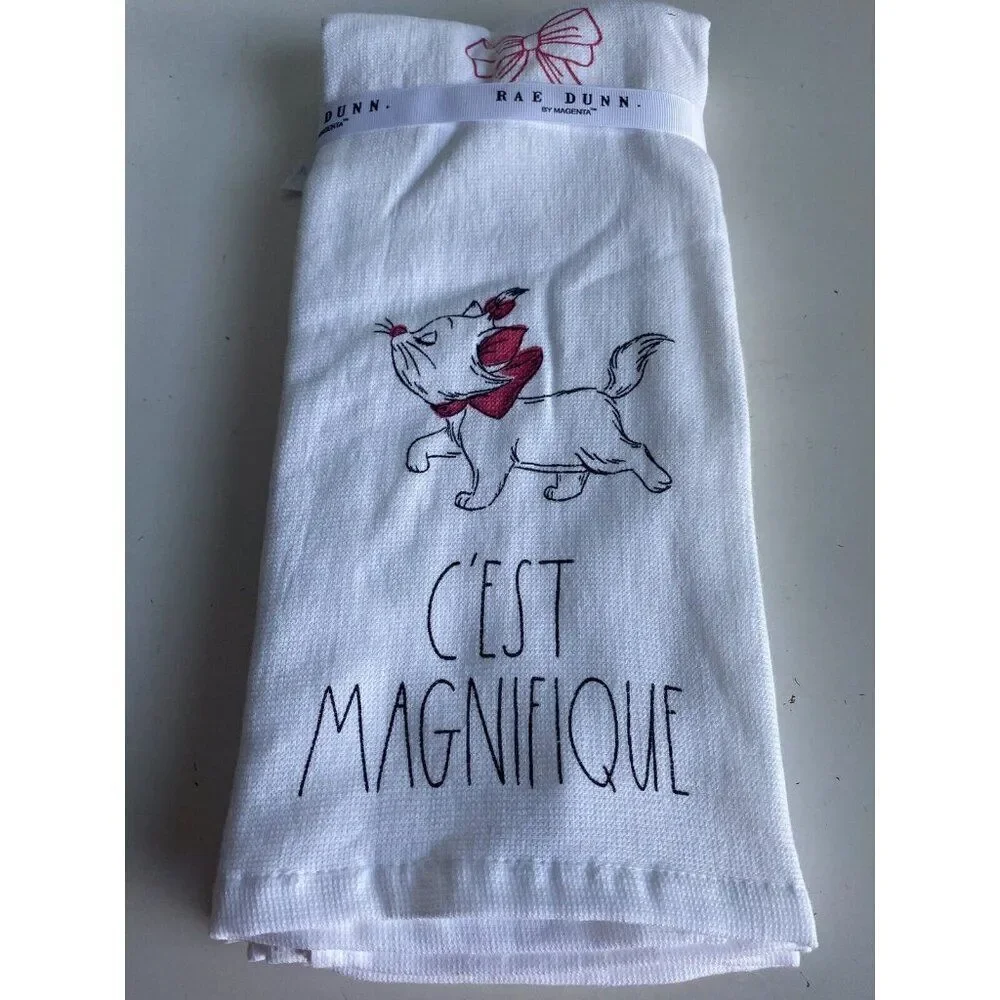 2 Pk Rae Dunn Disney Aristocats Marie C’est Magnifique Kitchen Towel Set‎ NEW